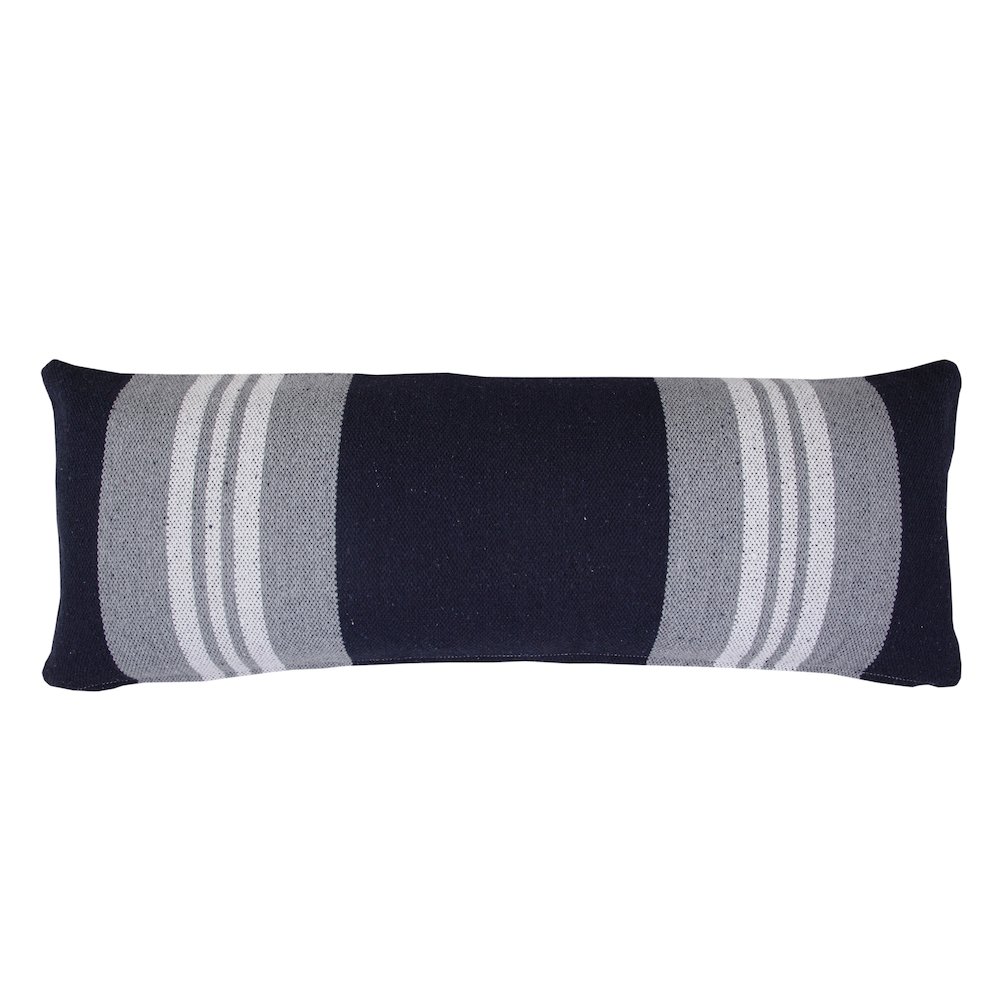 Ox Bay Hand-Woven Blue/Grey Stripe All-Natural Cotton Pillow Cover. Picture 7