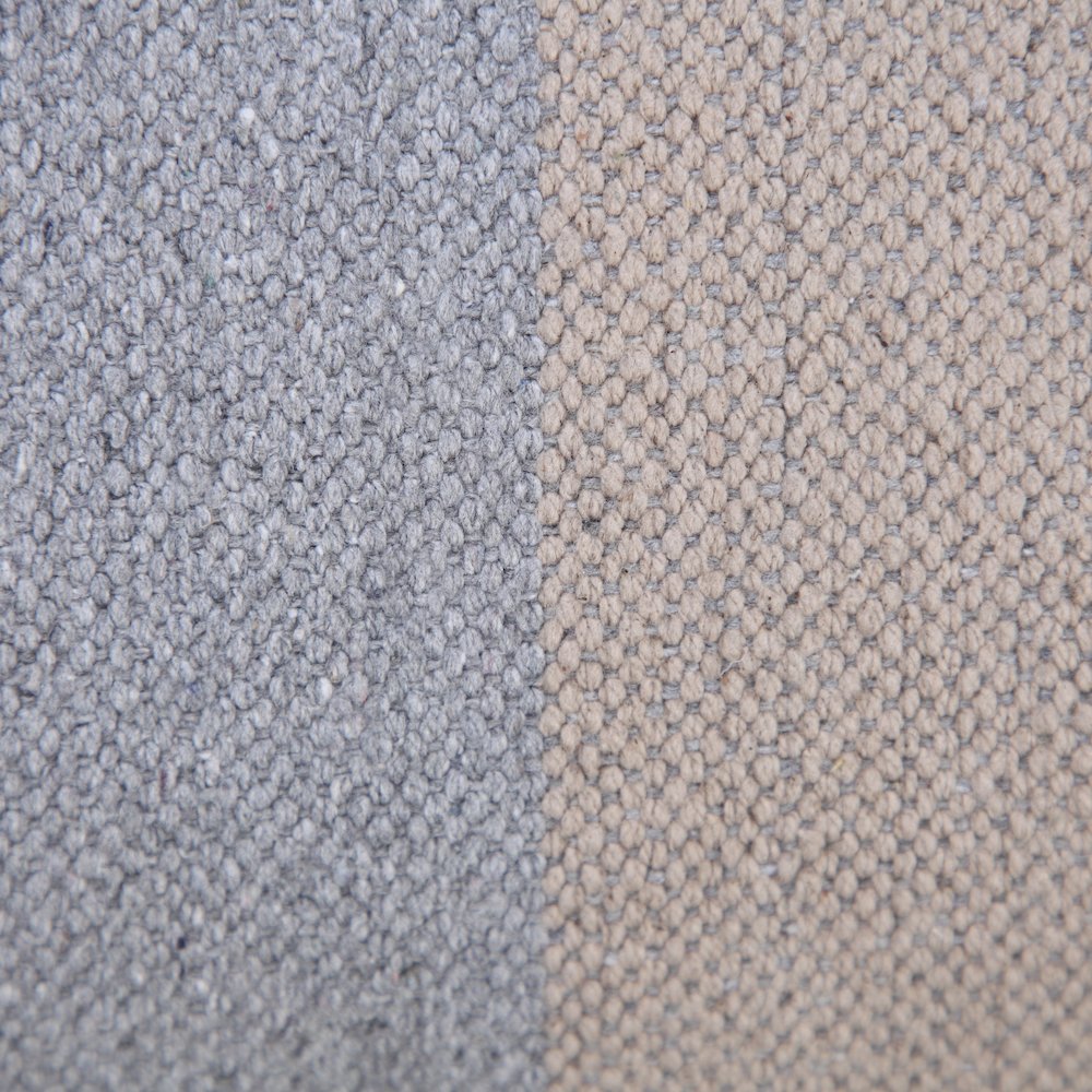 Ox Bay Hand-Woven Tan/Grey Stripe All-Natural Cotton Pillow Cover. Picture 2
