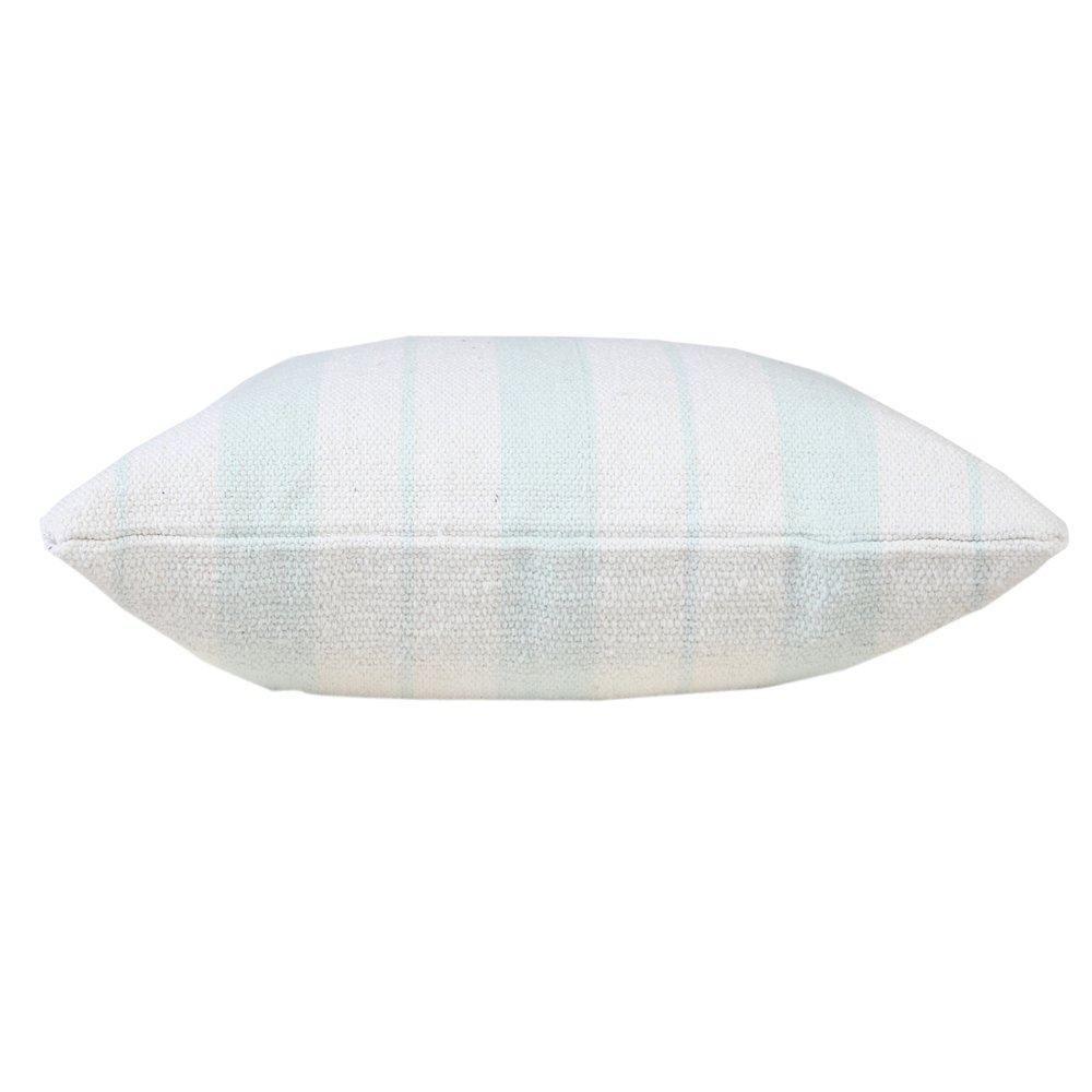 Ox Bay Hand-Woven Light Blue/White Stripe All-Natural Cotton Pillow Cover. Picture 6