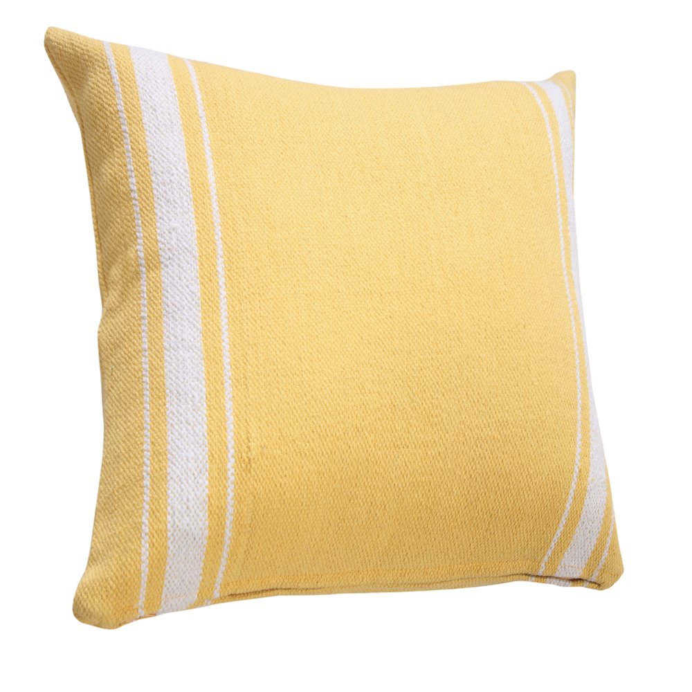 Ox Bay Hand-Woven Yellow/White Stripe All-Natural Cotton Pillow Cover. Picture 4
