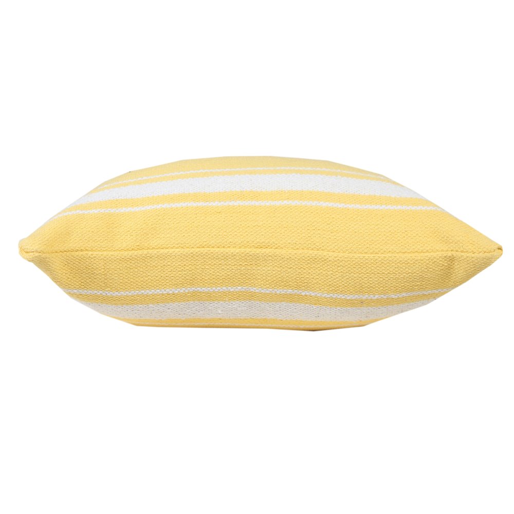 Ox Bay Hand-Woven Yellow/White Stripe All-Natural Cotton Pillow Cover. Picture 6