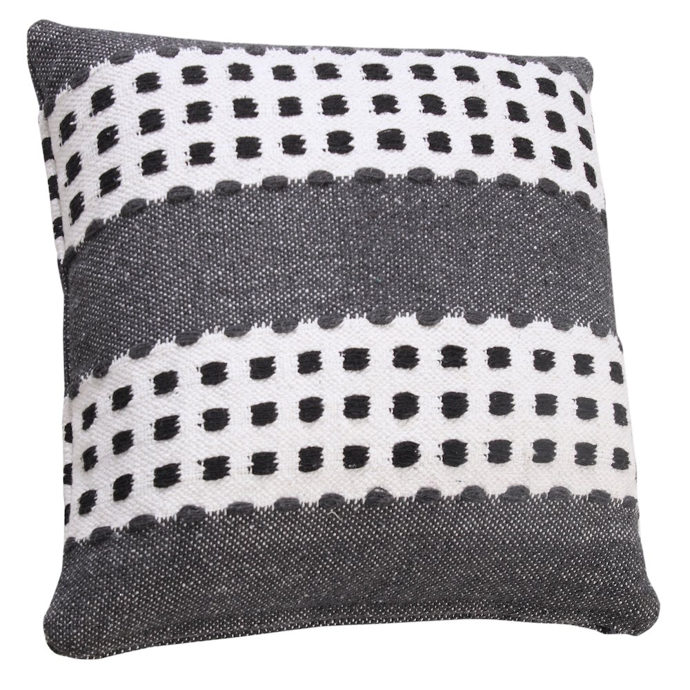 Ox Bay Hand-Woven Gray/Black Stripe All-Natural Cotton Pillow Cover. Picture 4
