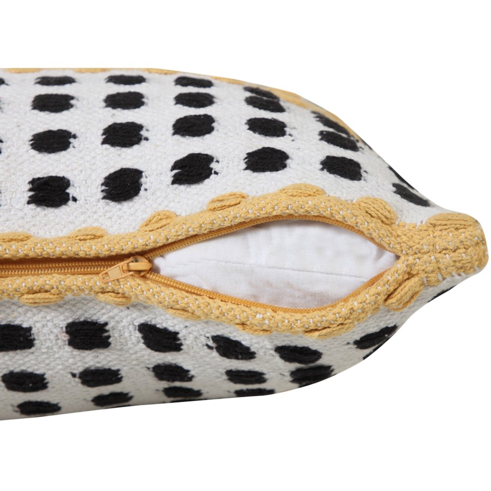 Ox Bay Hand-Woven Yellow/Black Stripe All-Natural Cotton Pillow Cover. Picture 3