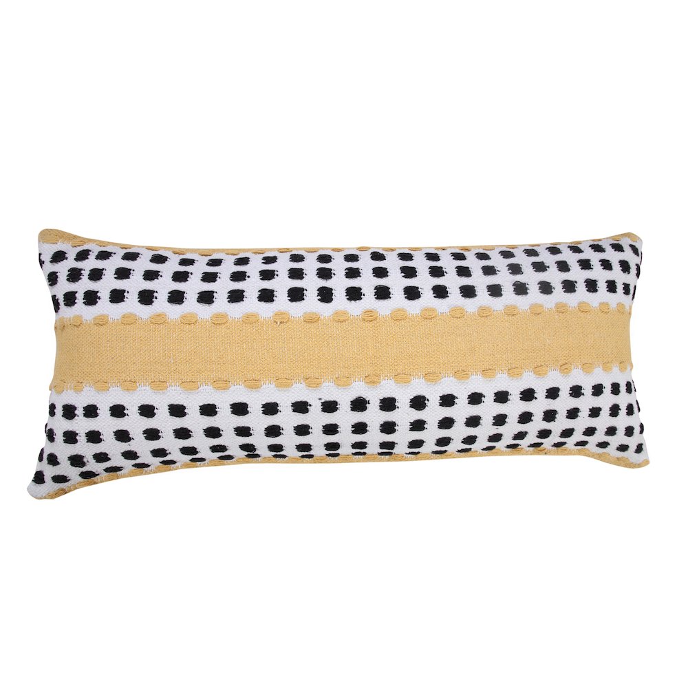 Ox Bay Hand-Woven Yellow/Black Stripe All-Natural Cotton Pillow Cover. Picture 4