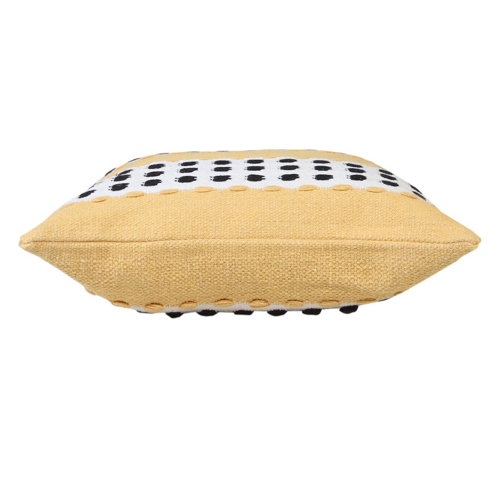 Ox Bay Hand-Woven Yellow/Black Stripe All-Natural Cotton Pillow Cover. Picture 6