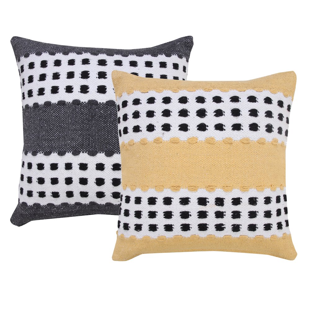 Metropolitan Woven Dash Grid Striped Throw Pillow. Picture 8