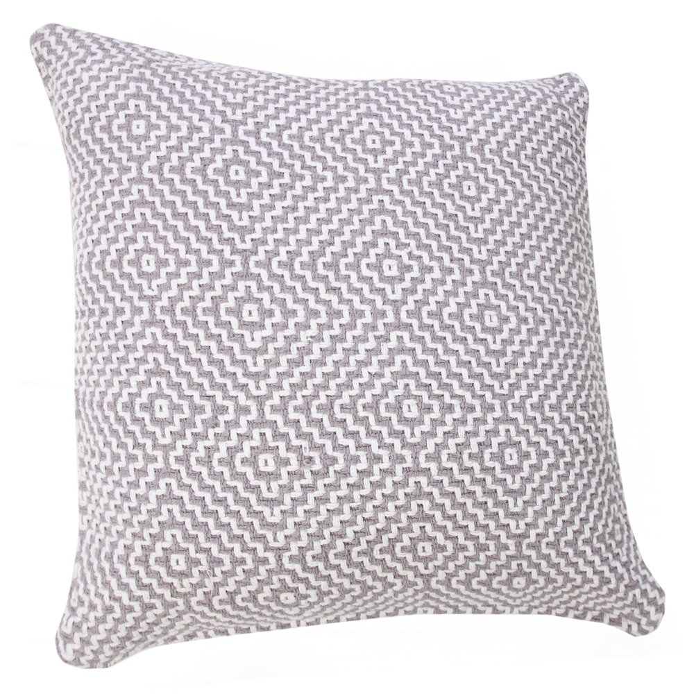 Ox Bay Hand-Woven Gray/White Diamond All-Natural Cotton Pillow Cover. Picture 4