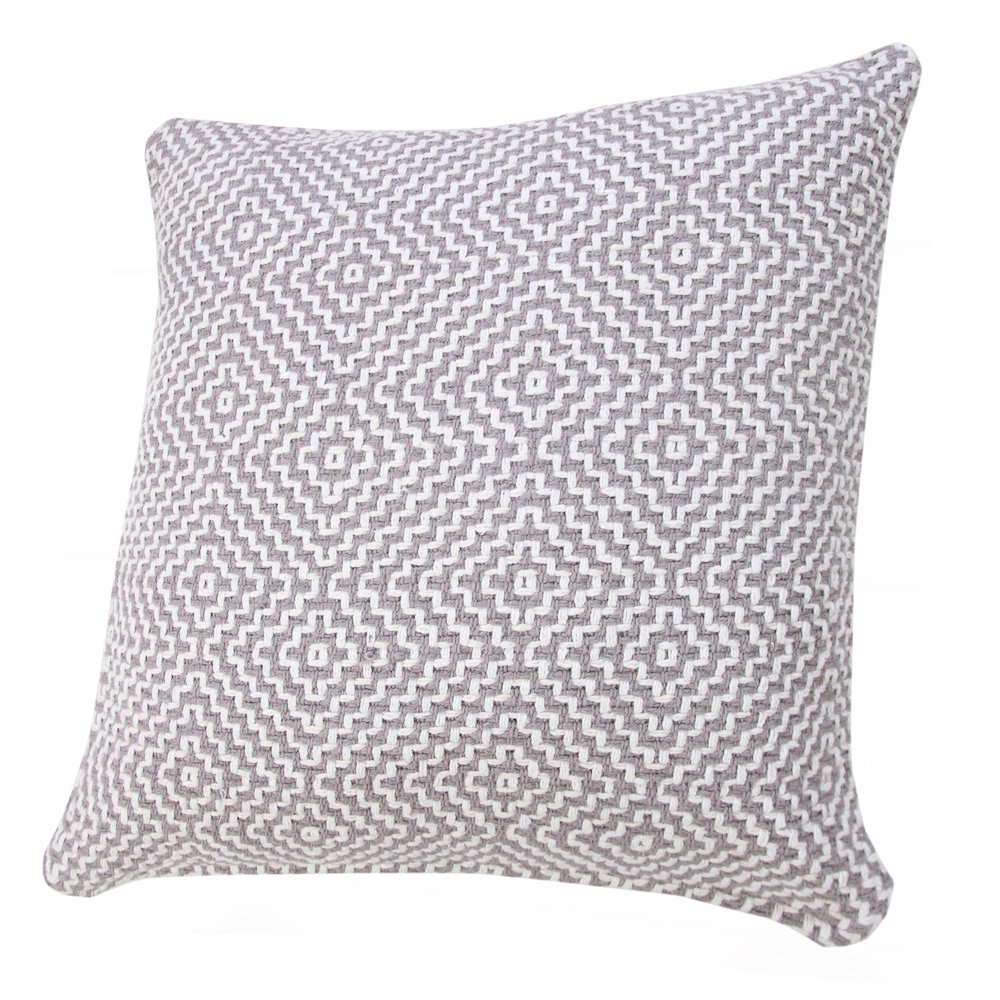 Ox Bay Hand-Woven Gray/White Diamond All-Natural Cotton Pillow Cover. Picture 5