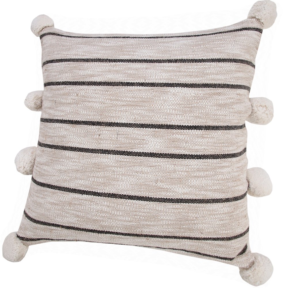 Ox Bay Hand-Woven Tan/Black Stripe Jute Cotton Blend Pillow Cover. Picture 5