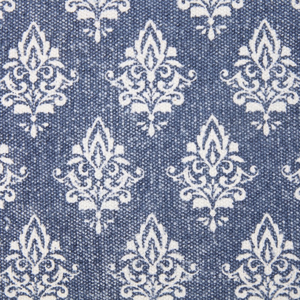 Ox Bay Hand-Woven Blue/White Floral/Botanical All-Natural Cotton Pillow Cover. Picture 2
