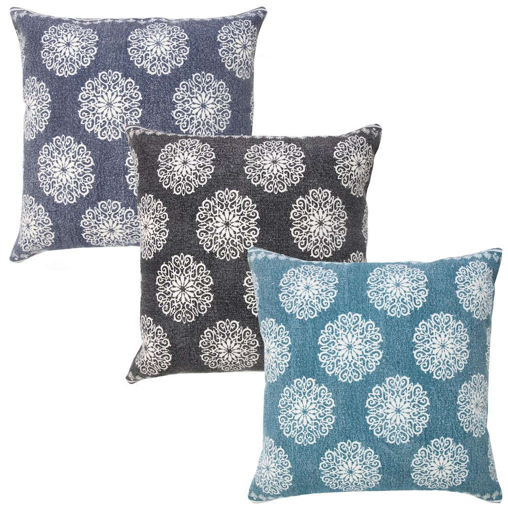 Fantasy Cotton Pillow Set of 2 in Black/White, 20" x 20". Picture 8