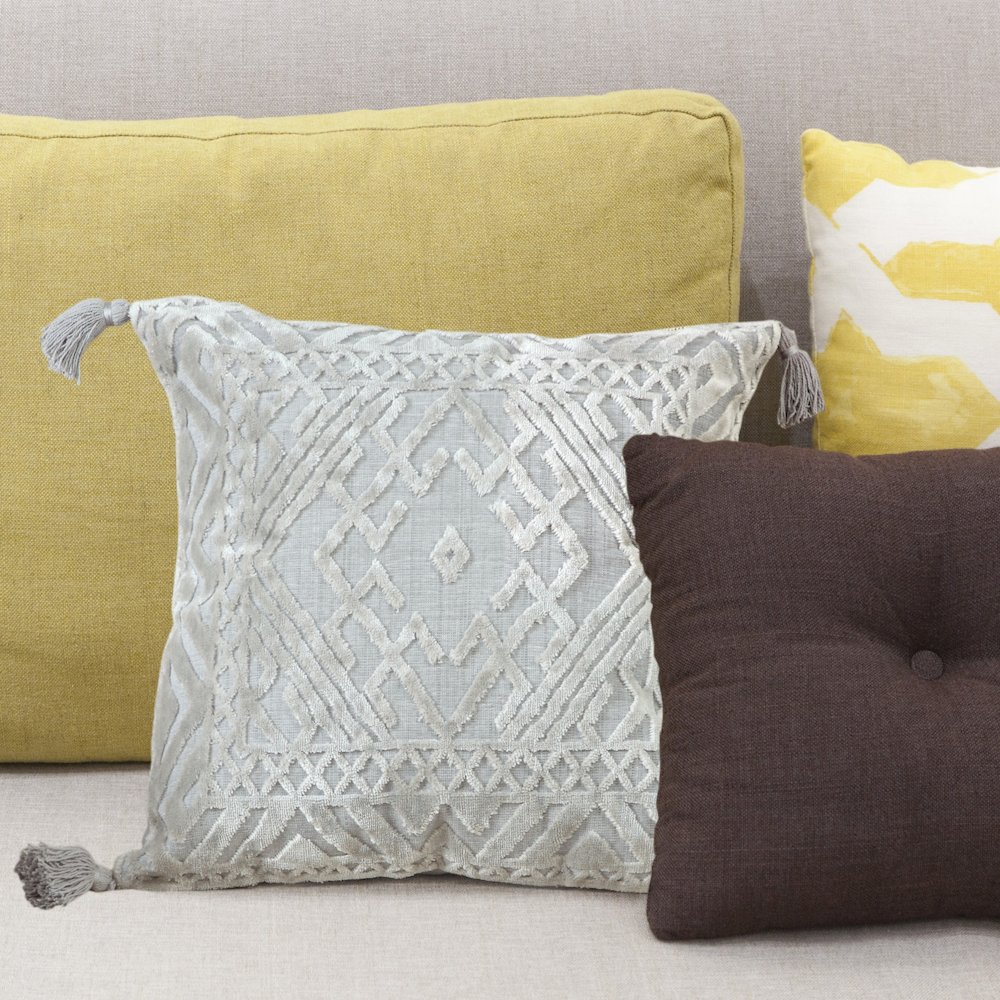 Silver Gray Traditional Textured Diamond Throw Pillow. Picture 10