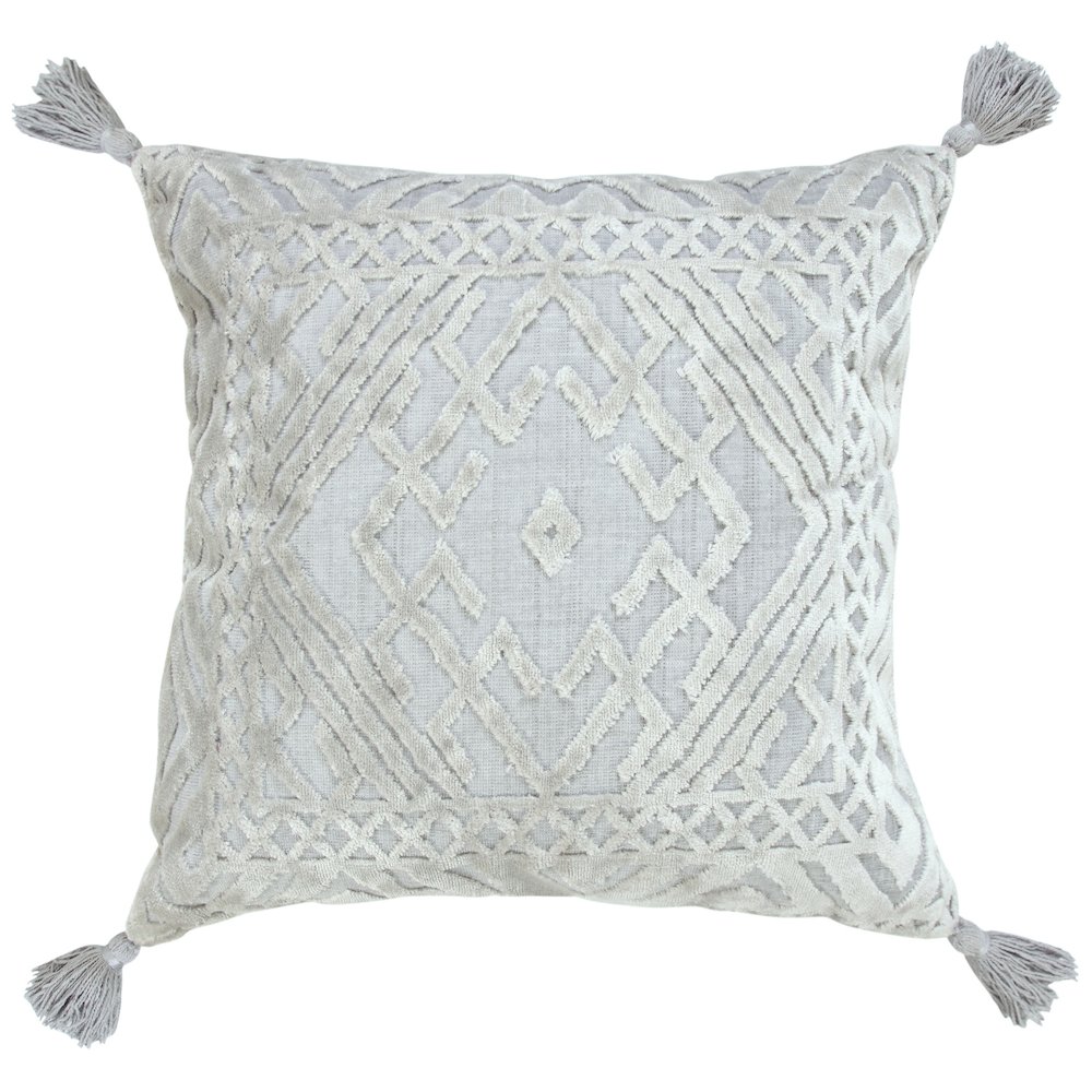 Silver Gray Traditional Textured Diamond Throw Pillow. Picture 1
