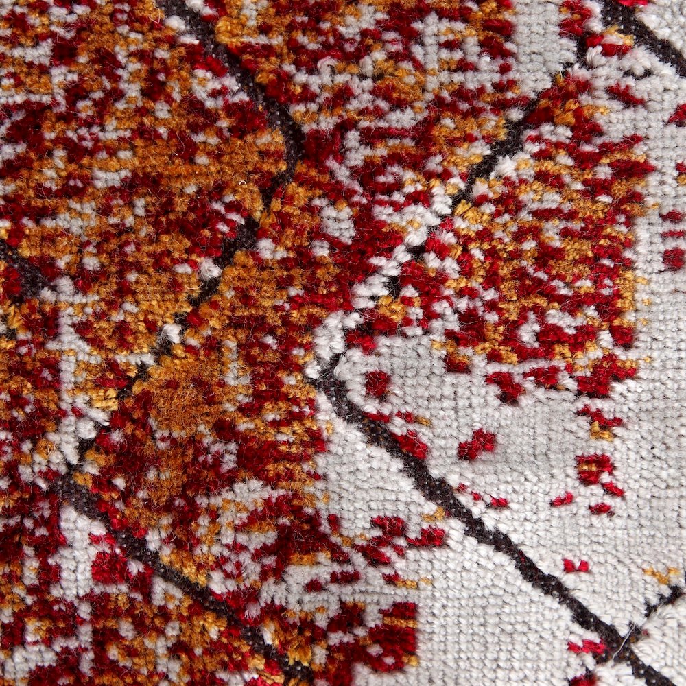 Red and Silver Traditional Textured Embers Throw Pillow. Picture 2