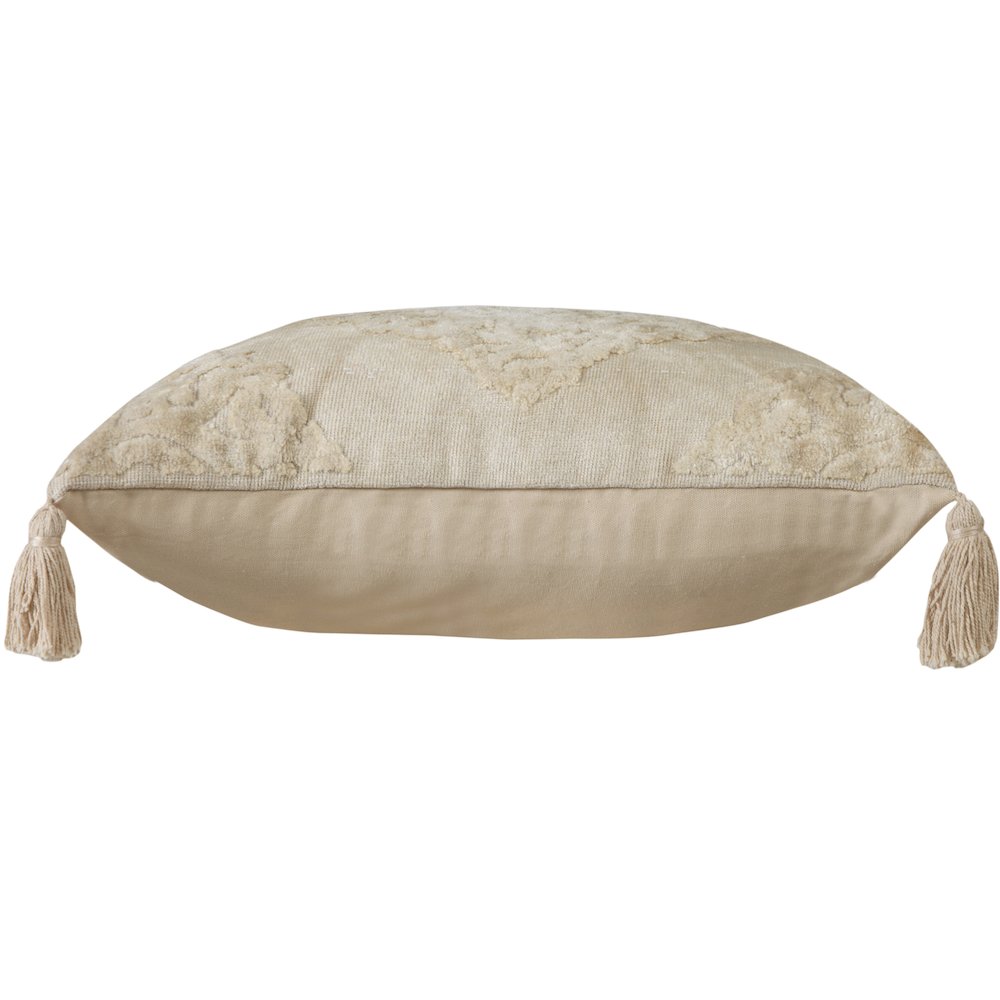 Beige Traditional Textured Medallion Throw Pillow. Picture 7