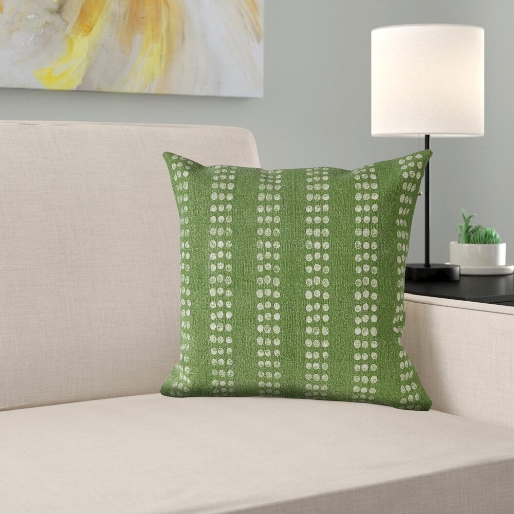 Evette Rios Jubilee Polka Dot Stripe Stonewashed Cotton Throw Pillow, Green. Picture 2