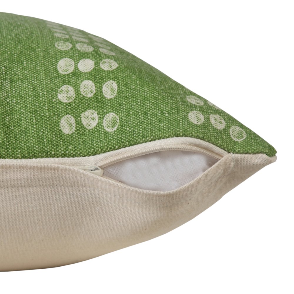 Evette Rios Jubilee Polka Dot Stripe Stonewashed Cotton Throw Pillow, Green. Picture 3