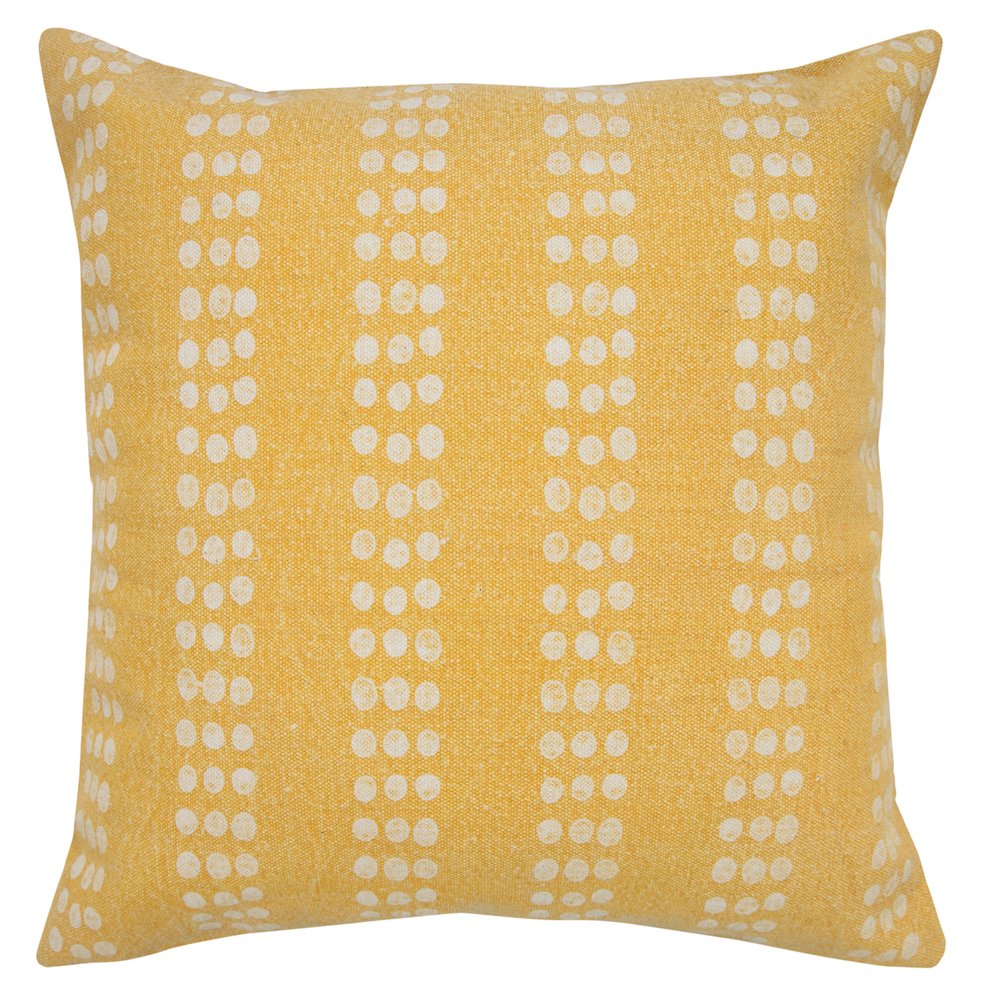 Evette Rios Jubilee Polka Dot Stripe Stonewashed Cotton Throw Pillow, Yellow. Picture 1