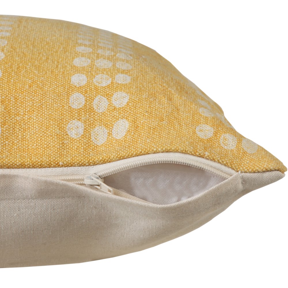 Evette Rios Jubilee Polka Dot Stripe Stonewashed Cotton Throw Pillow, Yellow. Picture 3
