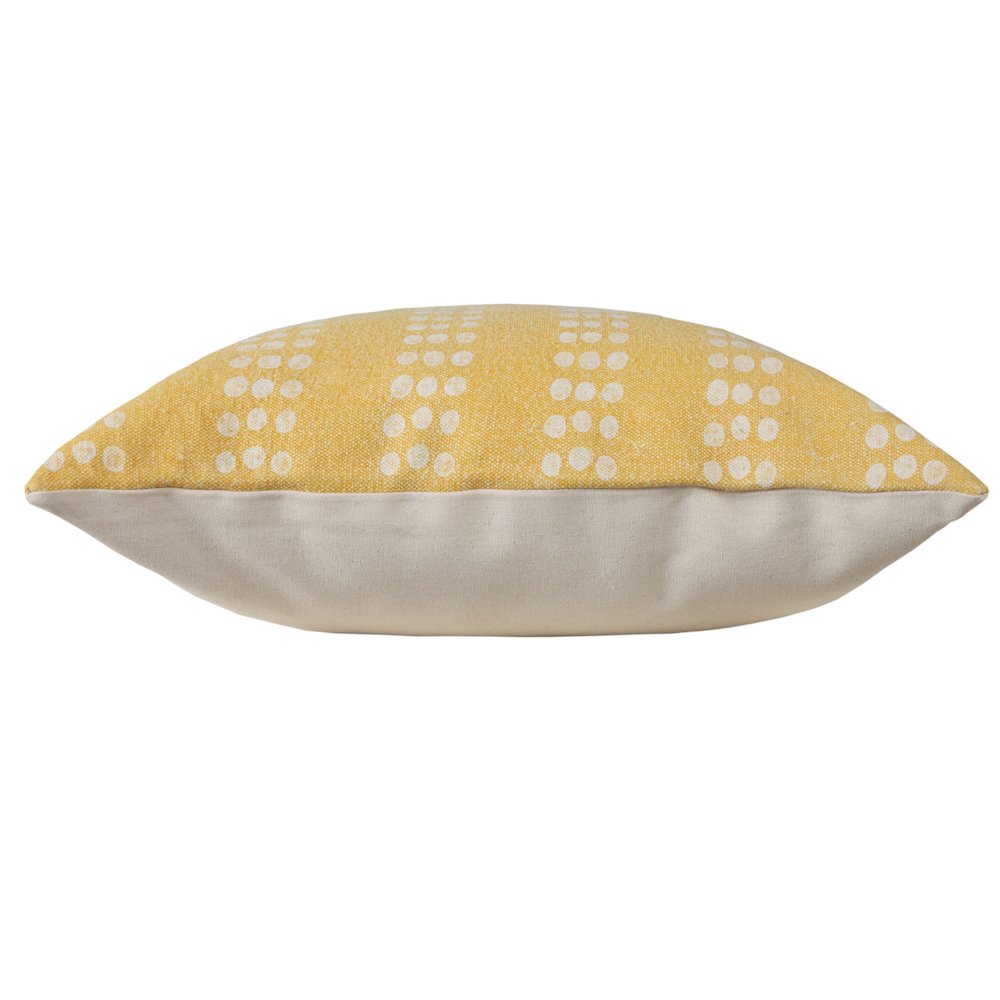 Evette Rios Jubilee Polka Dot Stripe Stonewashed Cotton Throw Pillow, Yellow. Picture 7
