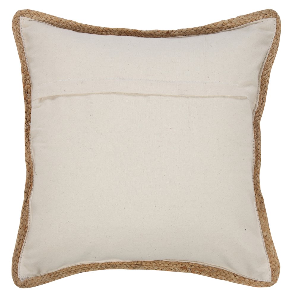 Coral Pink and White Striped Jute Bordered Throw Pillow. Picture 4