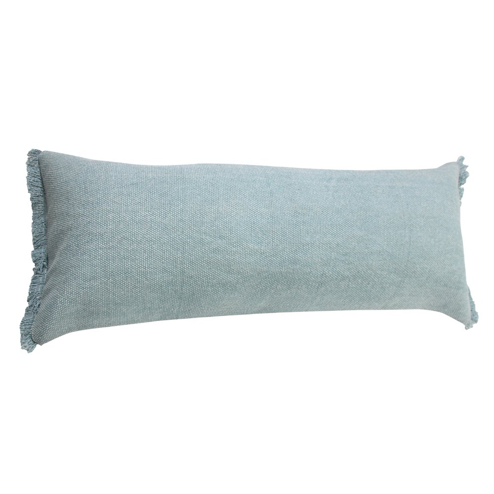 Ox Bay Blue Solid All-Natural Cotton Pillow Cover. Picture 3