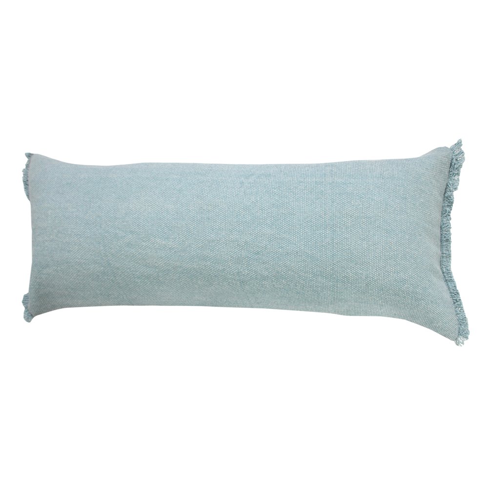 Ox Bay Blue Solid All-Natural Cotton Pillow Cover. Picture 4