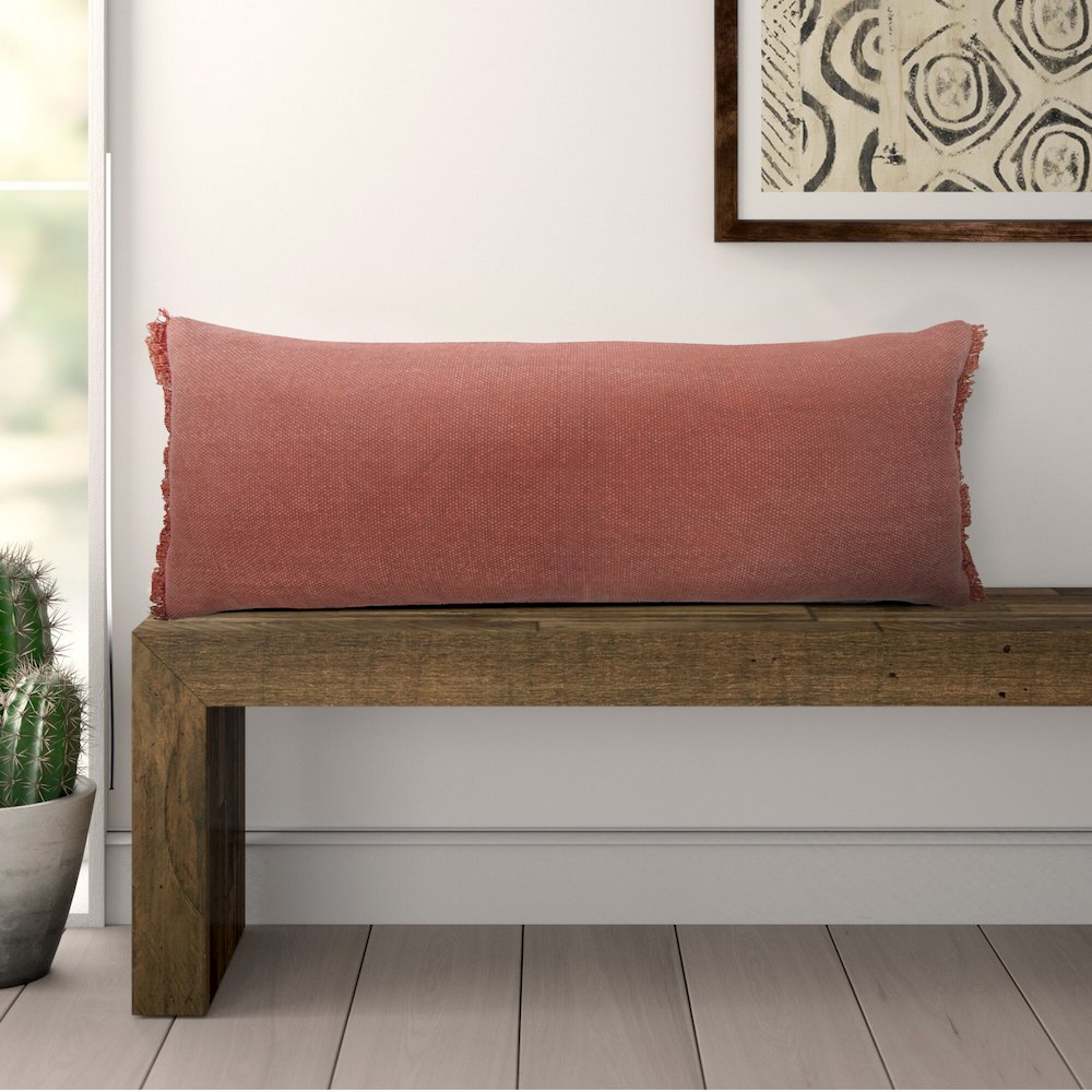 Ox Bay Pink Solid All-Natural Cotton Pillow Cover. Picture 2