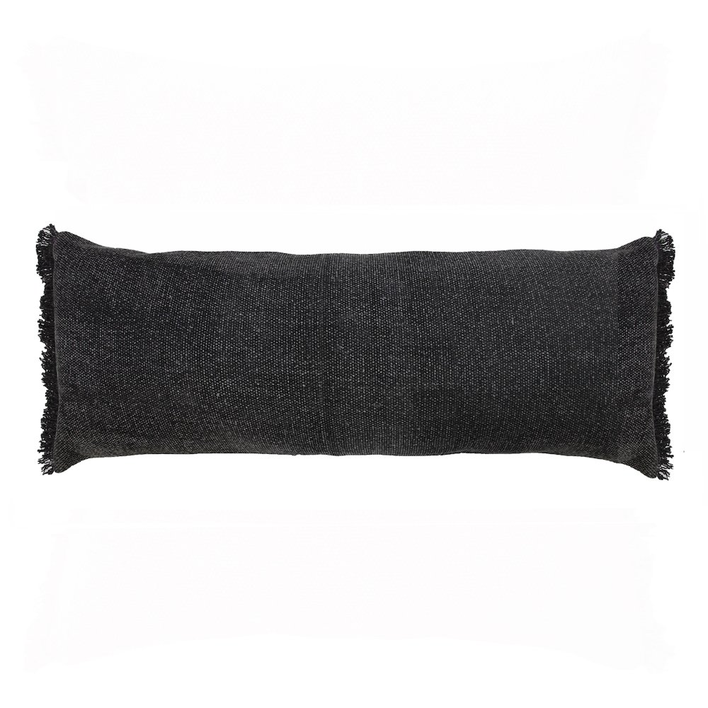 Ox Bay Black Solid All-Natural Cotton Pillow Cover. Picture 1