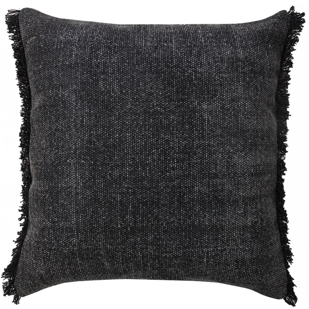 Ox Bay Black Solid All-Natural Cotton Pillow Cover. Picture 1