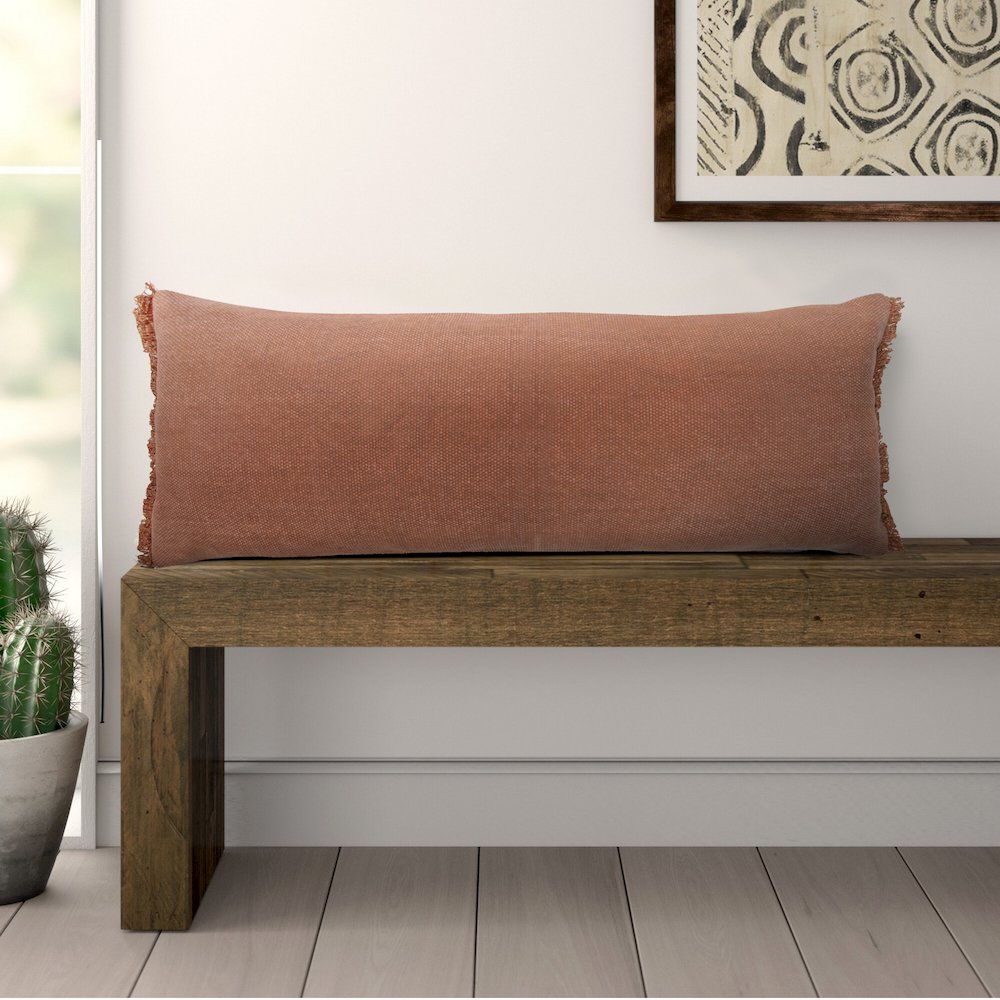 Ox Bay Orange Solid All-Natural Cotton Pillow Cover. Picture 2