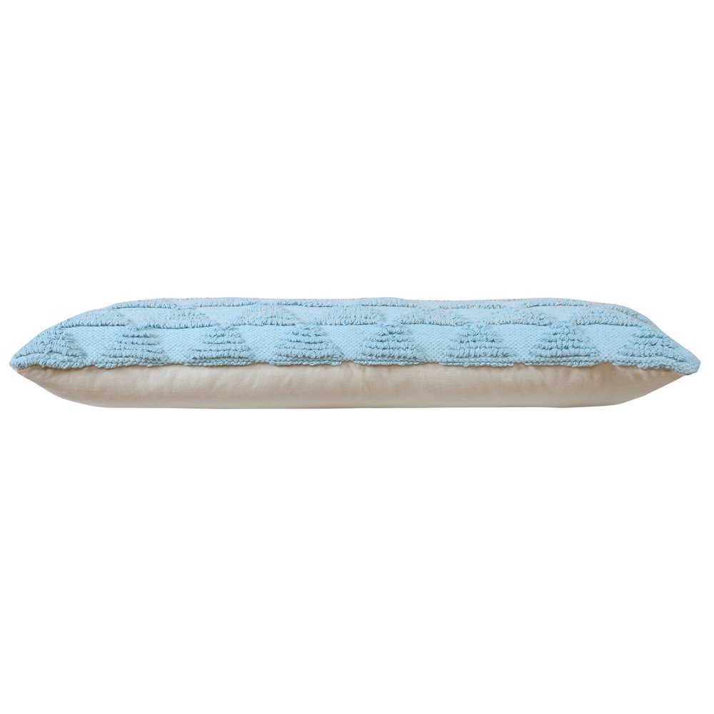 Ox Bay Hand-Woven Blue/White Geometric All-Natural Cotton Pillow Cover. Picture 6