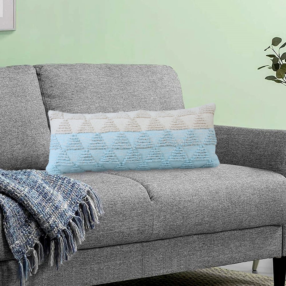 Contemporary Geometric Textured Triangle Lumbar Throw Pillow. Picture 8
