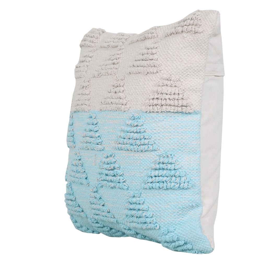 Ox Bay Hand-Woven Blue/White Geometric All-Natural Cotton Pillow Cover. Picture 5