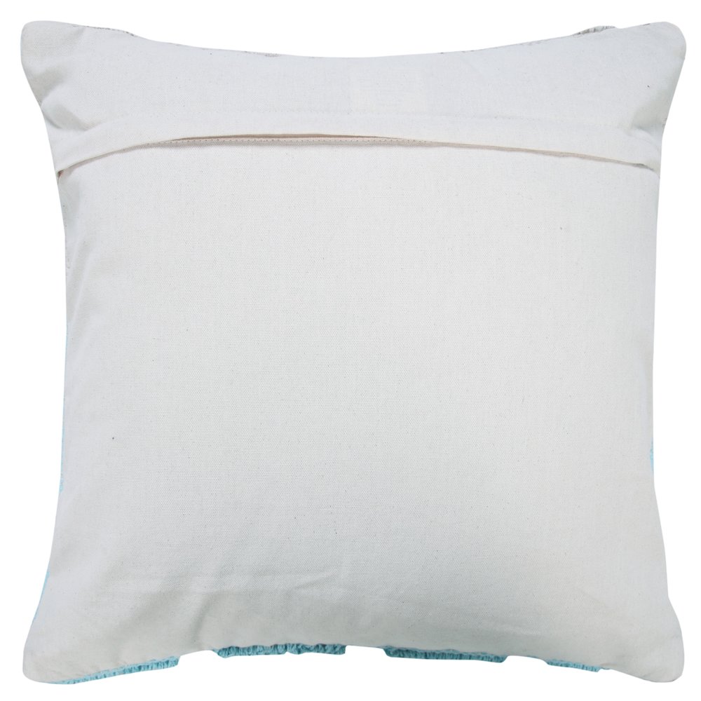 Ox Bay Hand-Woven Blue/White Geometric All-Natural Cotton Pillow Cover. Picture 7