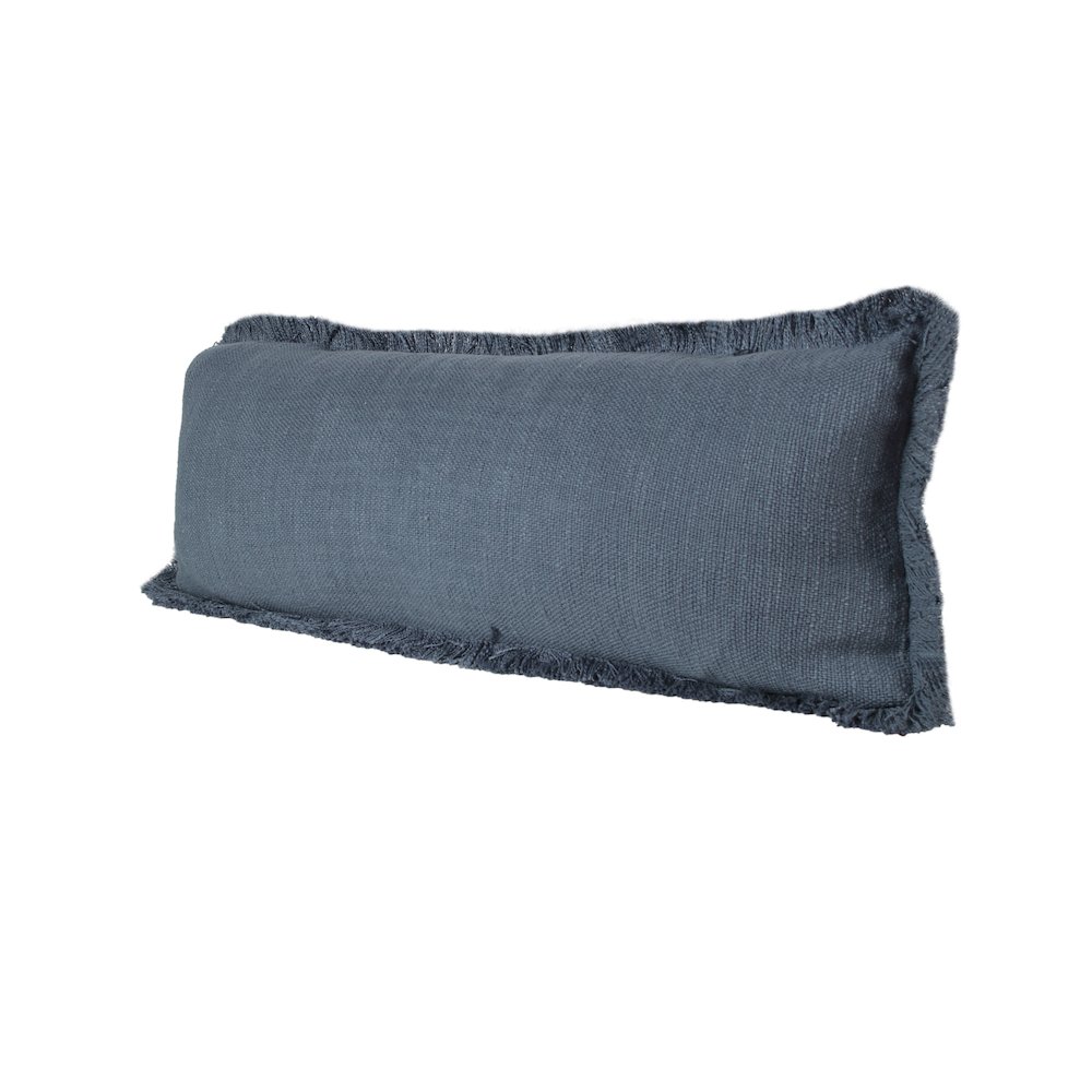 Ox Bay Hand-Woven Navy Blue Distressed All-Natural Cotton Pillow Cover. Picture 5