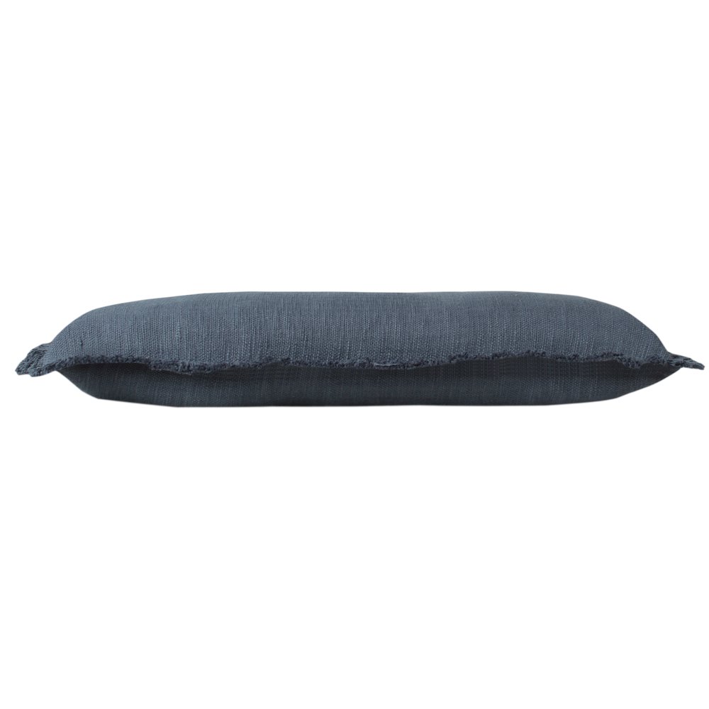Ox Bay Hand-Woven Navy Blue Distressed All-Natural Cotton Pillow Cover. Picture 6