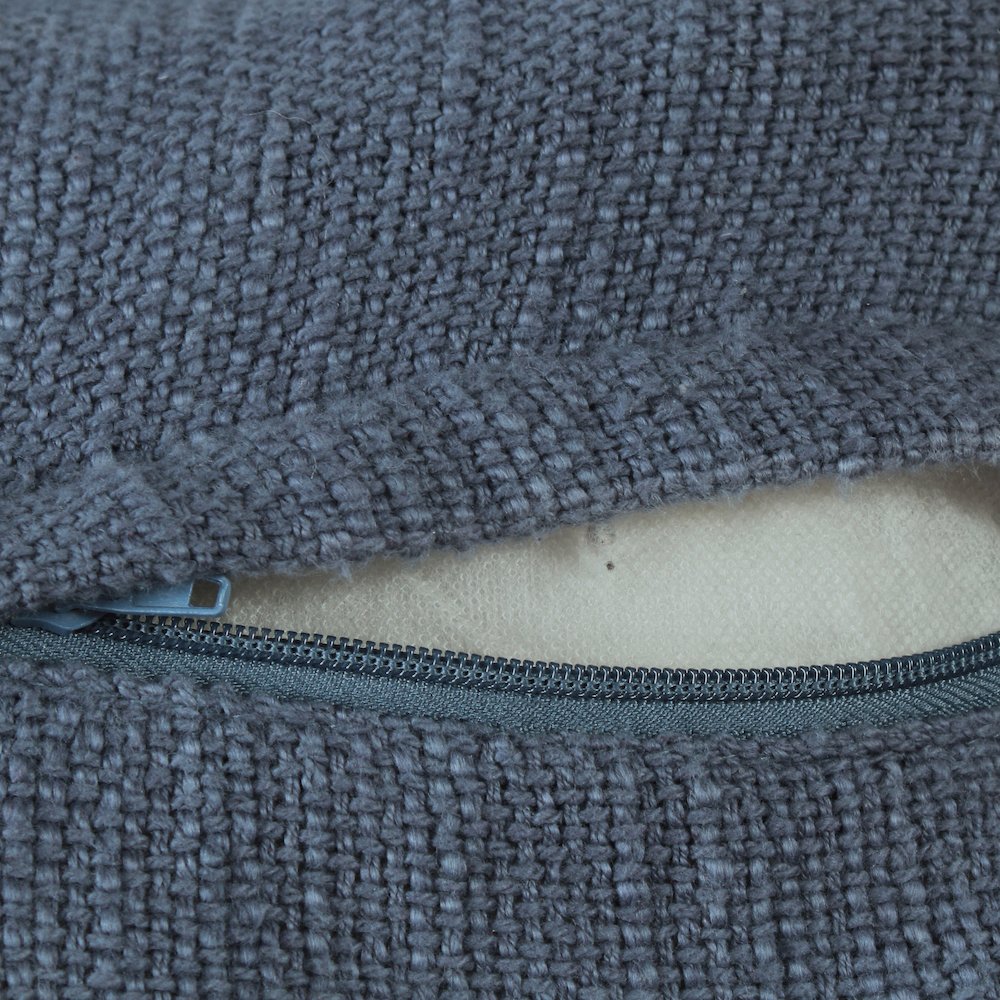 Unique Neutral Solid Cotton Throw Pillow with Fringe. Picture 3