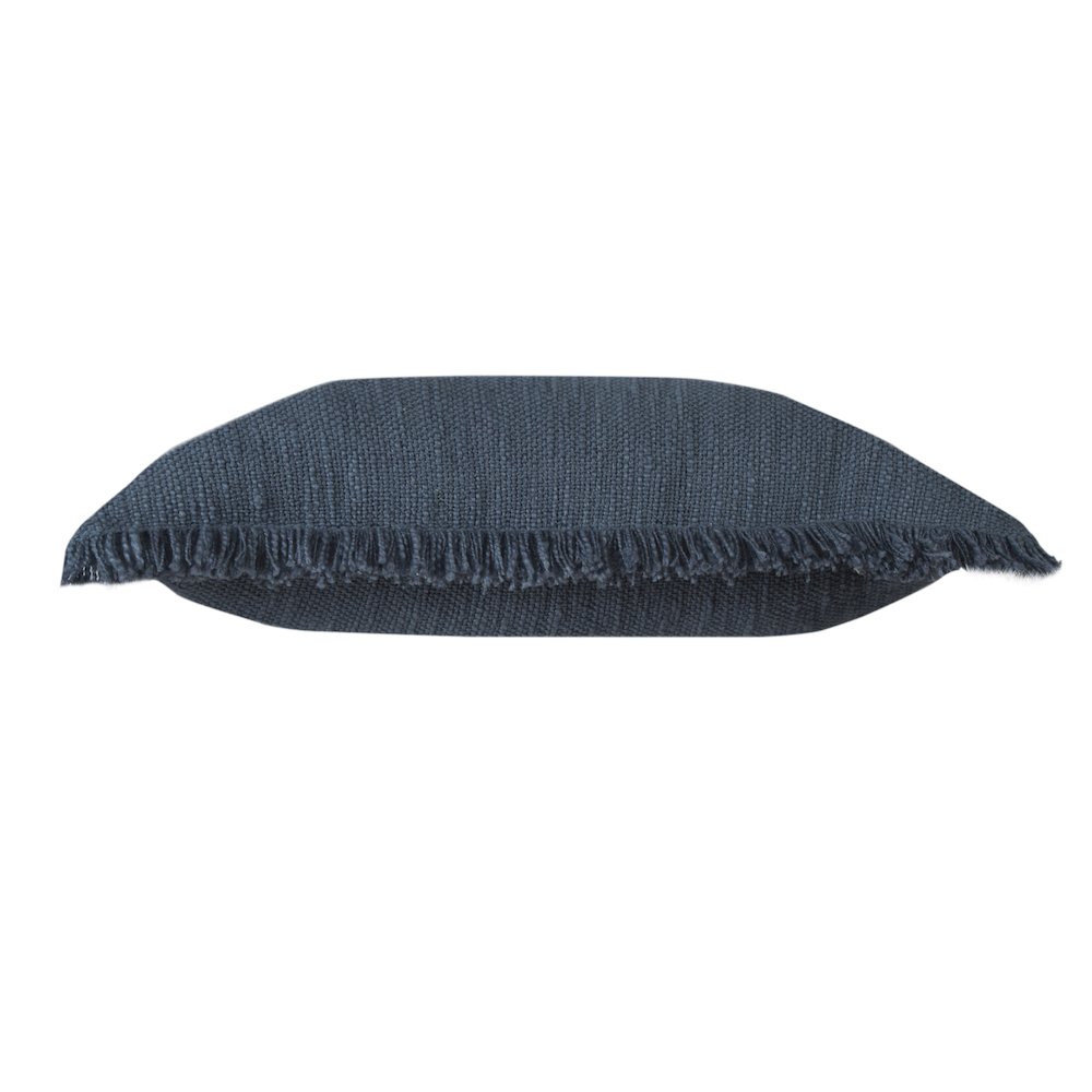 Unique Neutral Solid Cotton Throw Pillow with Fringe. Picture 6
