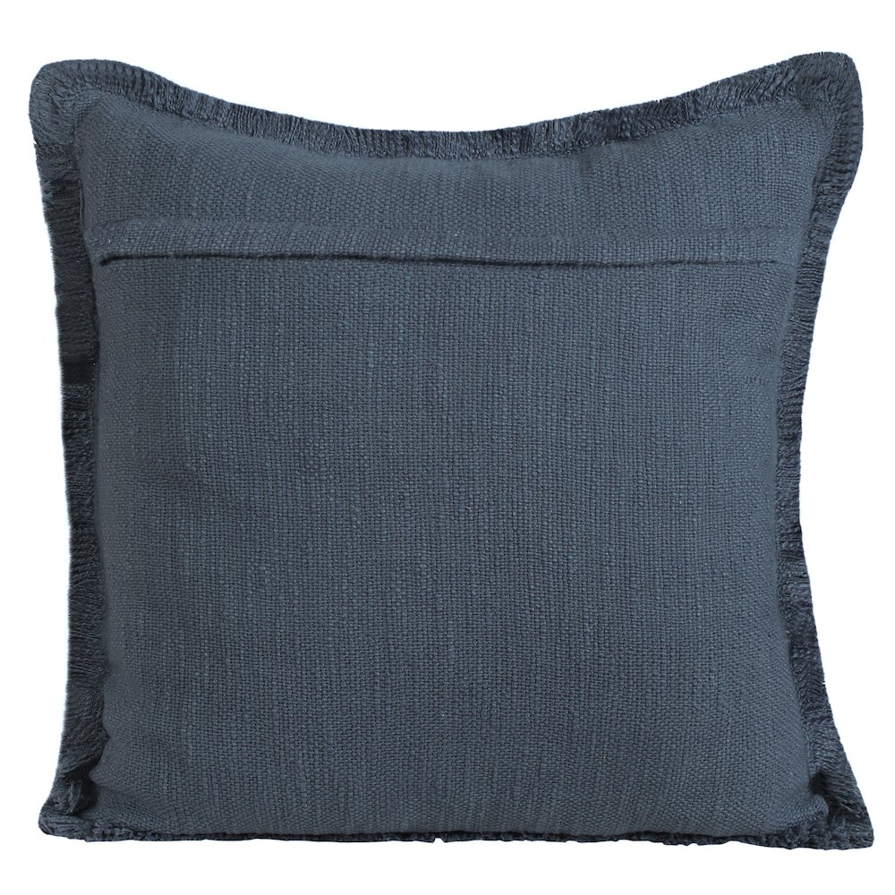 Unique Neutral Solid Cotton Throw Pillow with Fringe. Picture 7