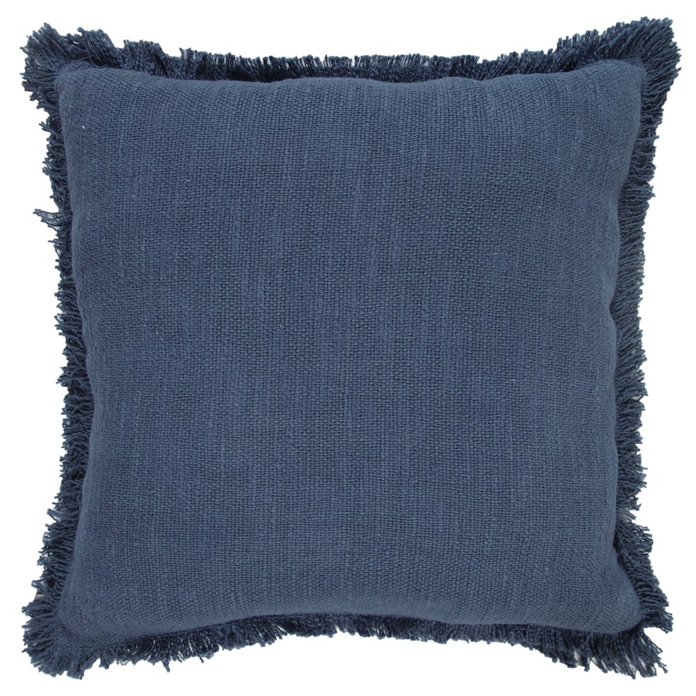Unique Neutral Solid Cotton Throw Pillow with Fringe. Picture 1