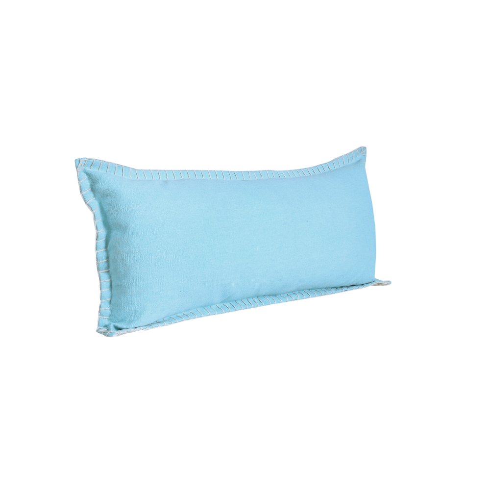 Ox Bay Hand-Woven Light Blue Solid All-Natural Cotton Pillow Cover. Picture 4