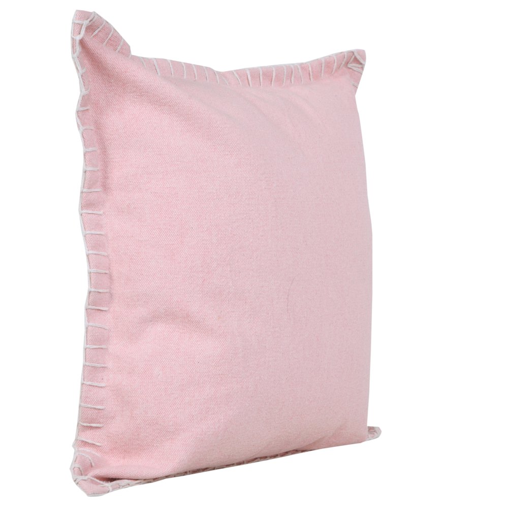 Ox Bay Hand-Woven Pink Solid All-Natural Cotton Pillow Cover. Picture 4