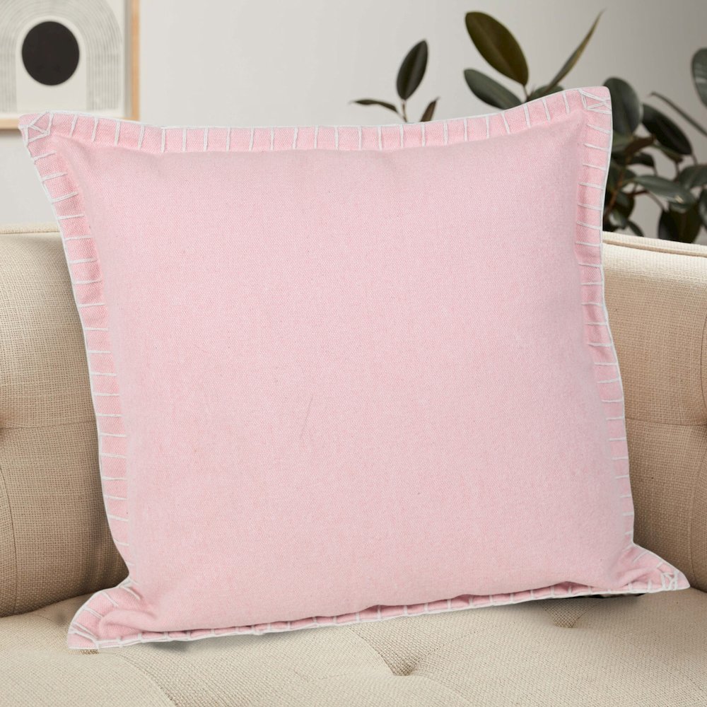 Embroidered Edge Bordered Solid Throw Pillow. Picture 8