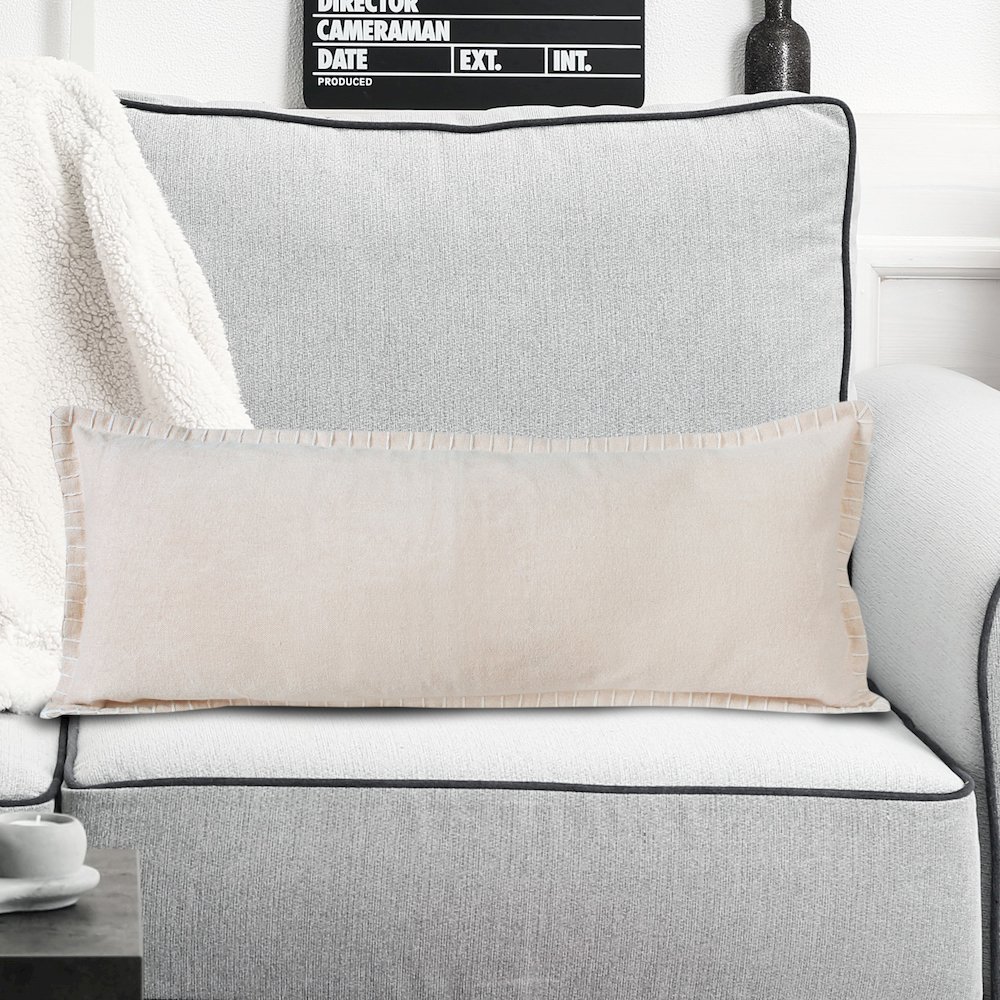 Ox Bay Hand-Woven Beige Solid All-Natural Cotton Pillow Cover. Picture 8