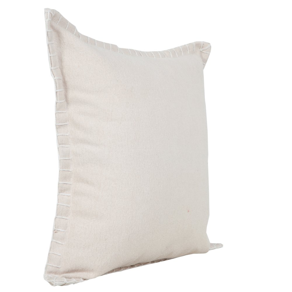 Ox Bay Hand-Woven Beige Solid All-Natural Cotton Pillow Cover. Picture 4