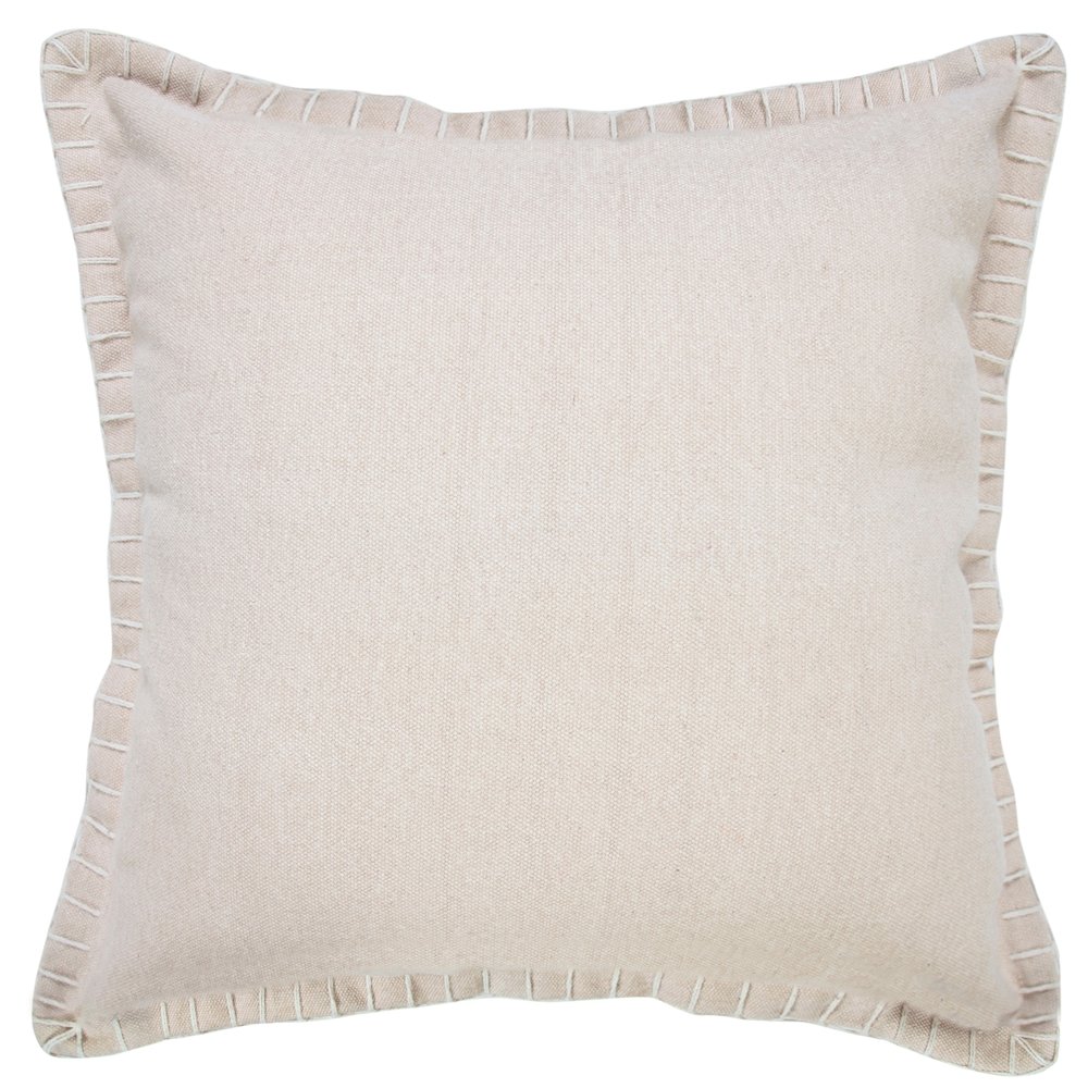 Ox Bay Hand-Woven Beige Solid All-Natural Cotton Pillow Cover. Picture 1