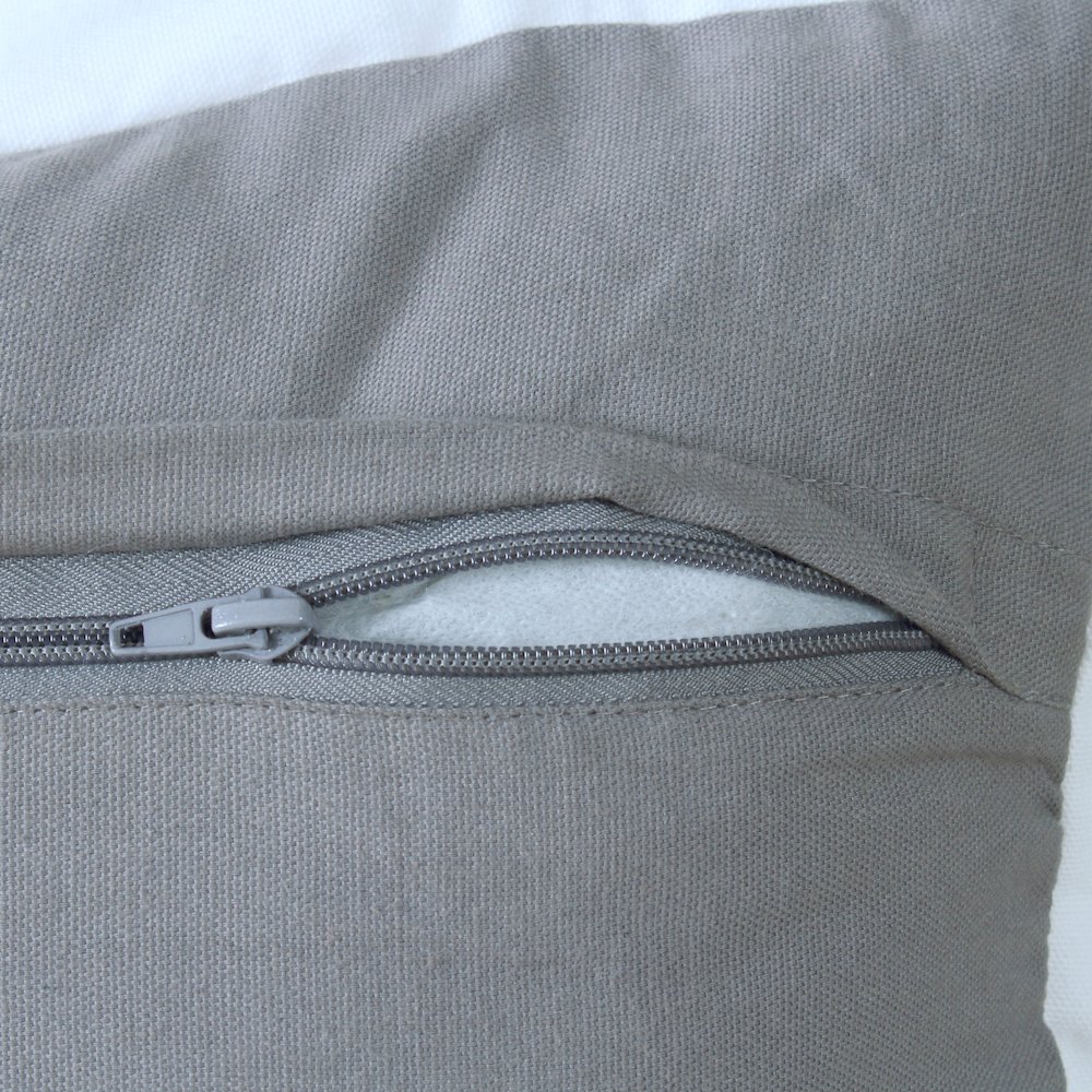 Ox Bay Hand-Woven Gray/White Bordered All-Natural Cotton Pillow Cover. Picture 3