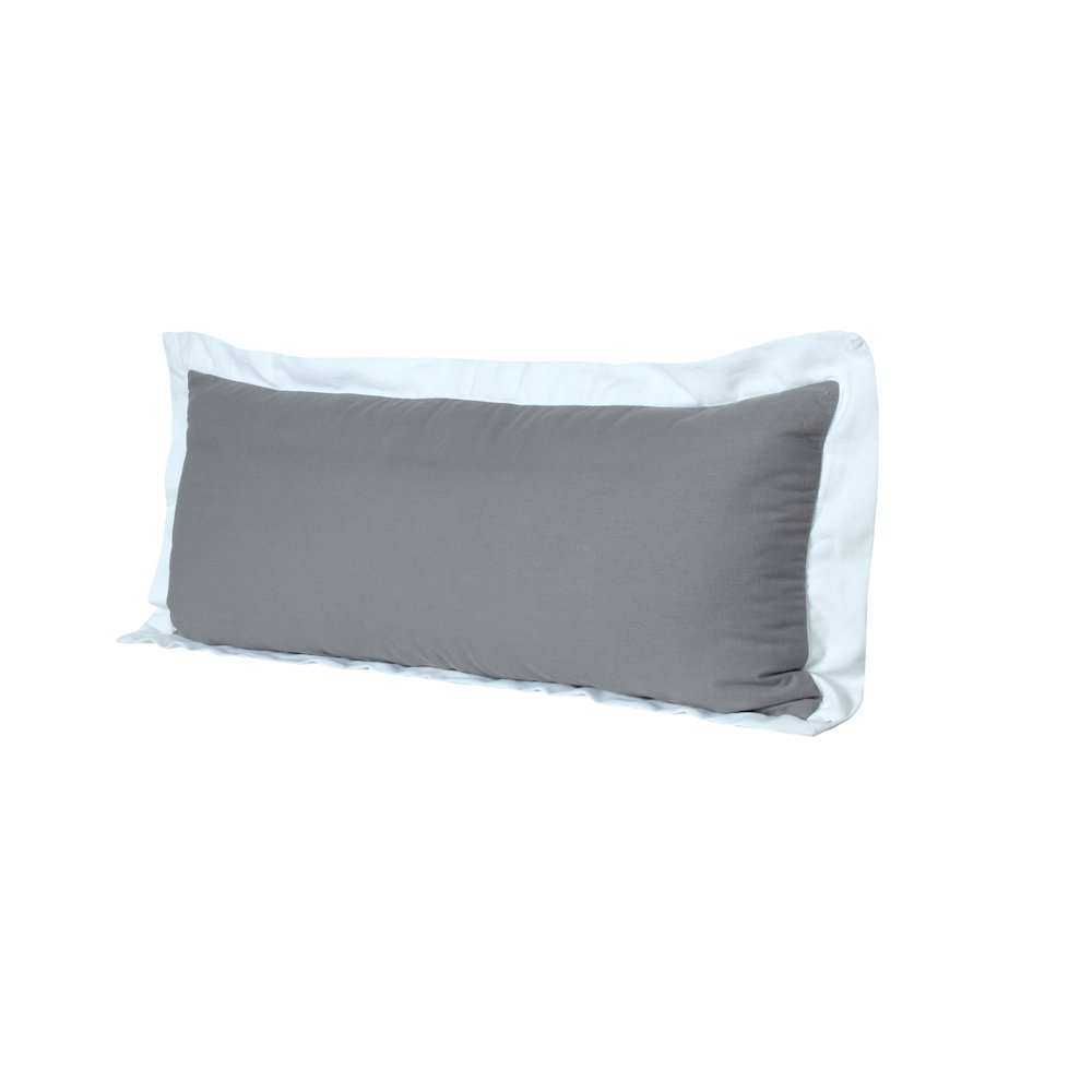 Ox Bay Hand-Woven Gray/White Bordered All-Natural Cotton Pillow Cover. Picture 5