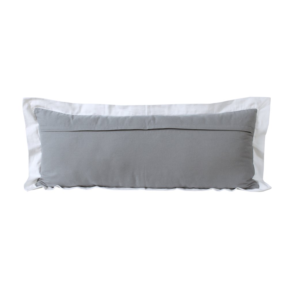 Ox Bay Hand-Woven Gray/White Bordered All-Natural Cotton Pillow Cover. Picture 7